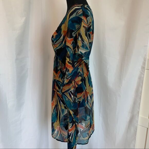 Jessica kimono Kaftan dress beach coverup chiffon short sleeve tropical sequin🔥 - Picture 4 of 12